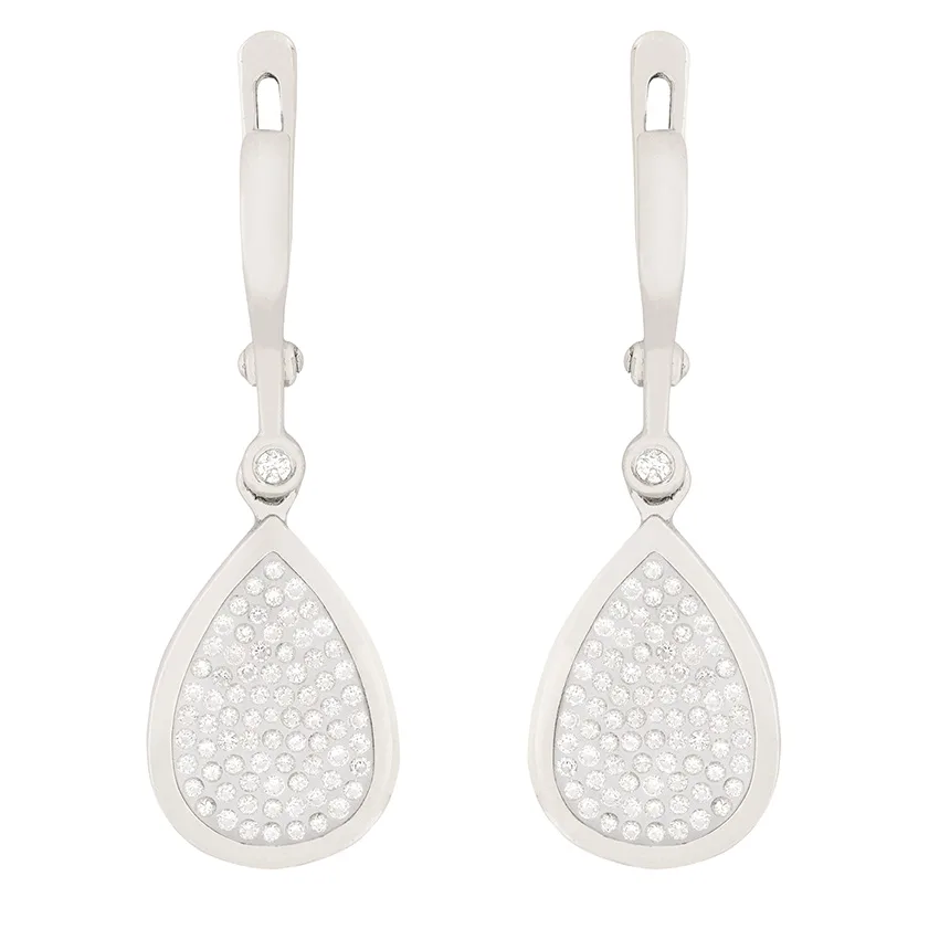 Contemporary Pear-Shaped Diamond Drop Earrings