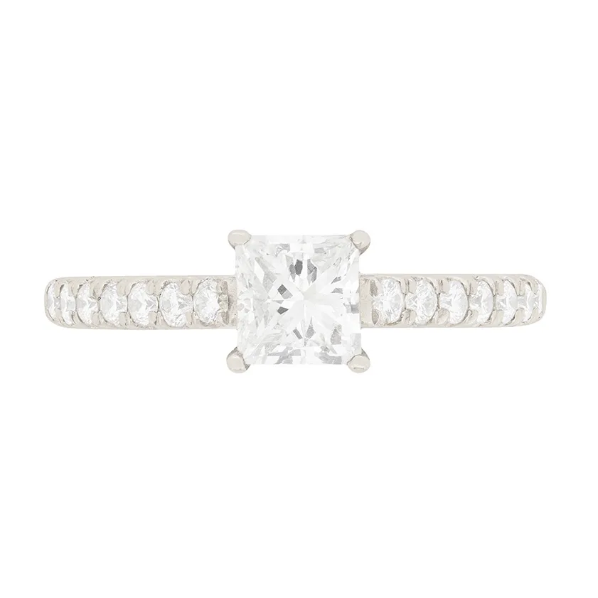 Contemporary 0.70ct Princess Cut Diamond Solitaire Engagement Ring
