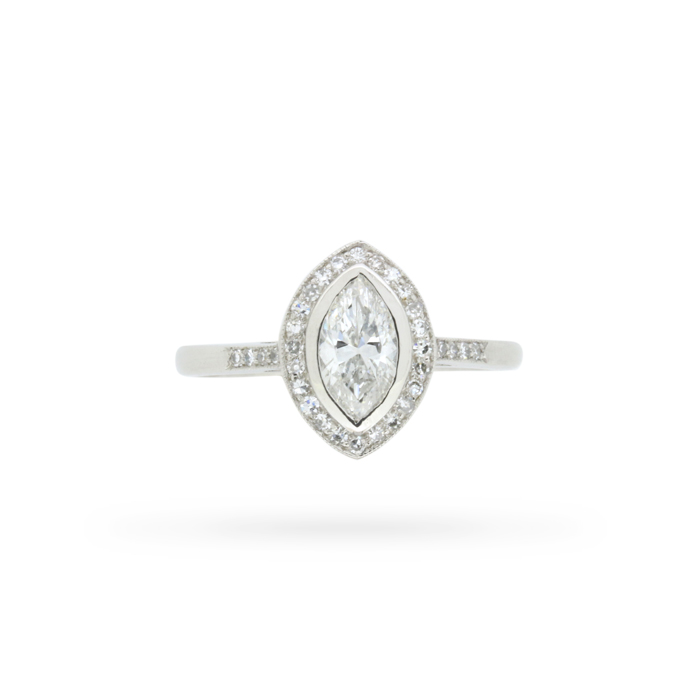 Late Art Deco Period Marquise Cut Diamond Engagement Ring, c.1930s ...