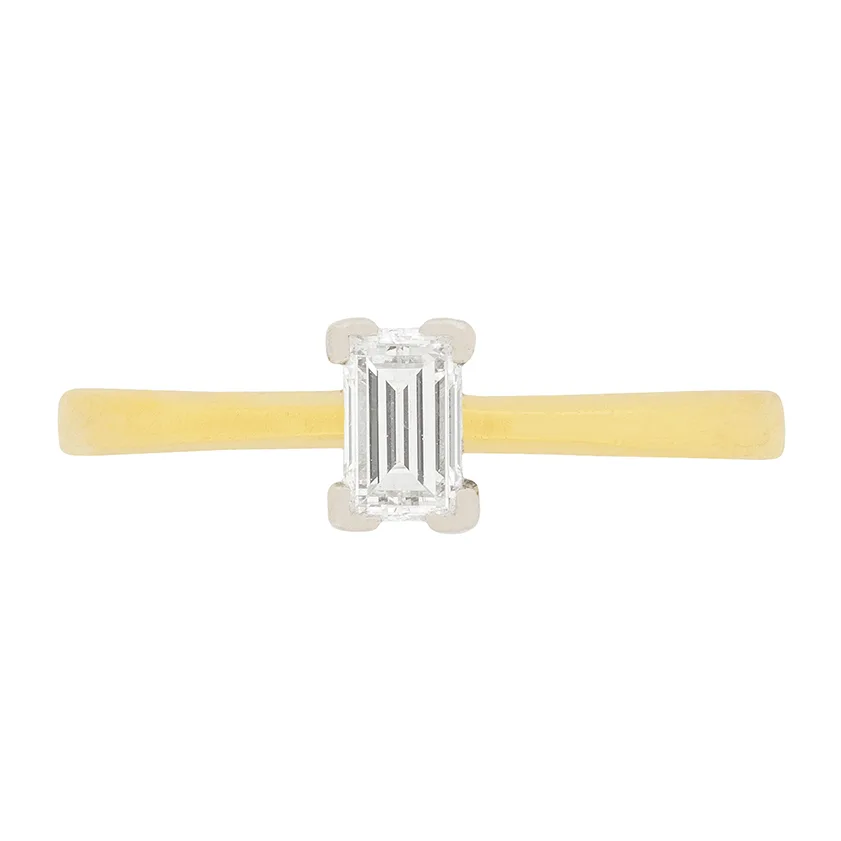 Contemporary 0.25ct Emerald Cut Diamond Solitaire Engagement Ring
