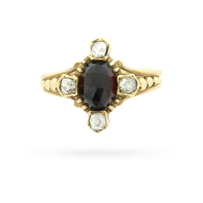 Victorian Garnet and Diamond Ring, Circa 1880s