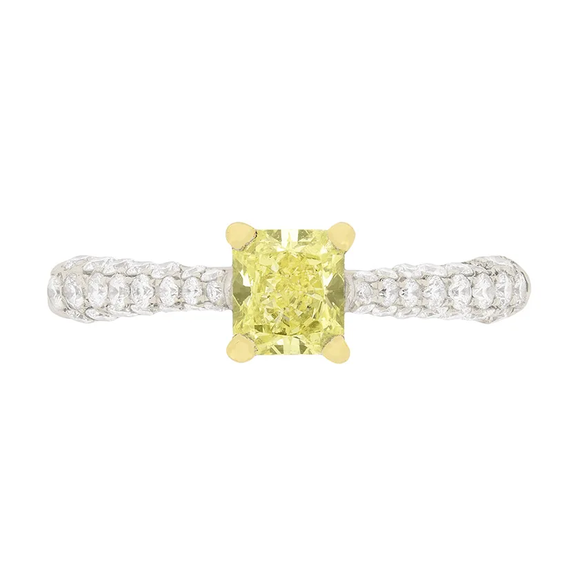 Modern GIA Certified Fancy Colour Yellow Diamond Solitaire Engagement Ring