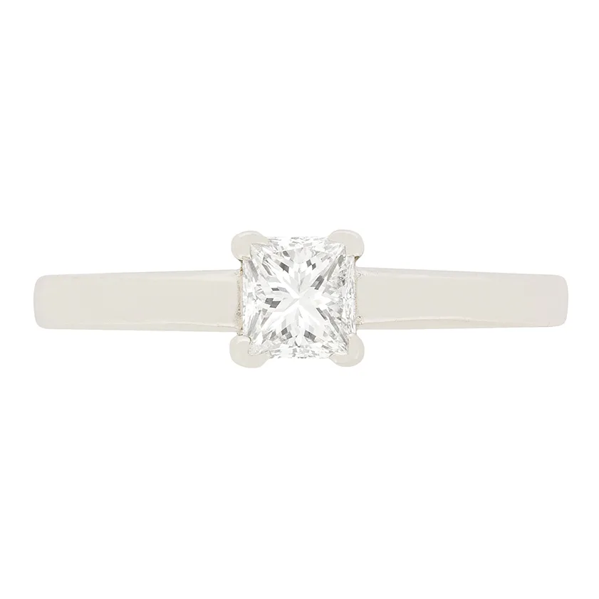 Contemporary 0.40ct Princess Cut Diamond Solitaire Engagement Ring