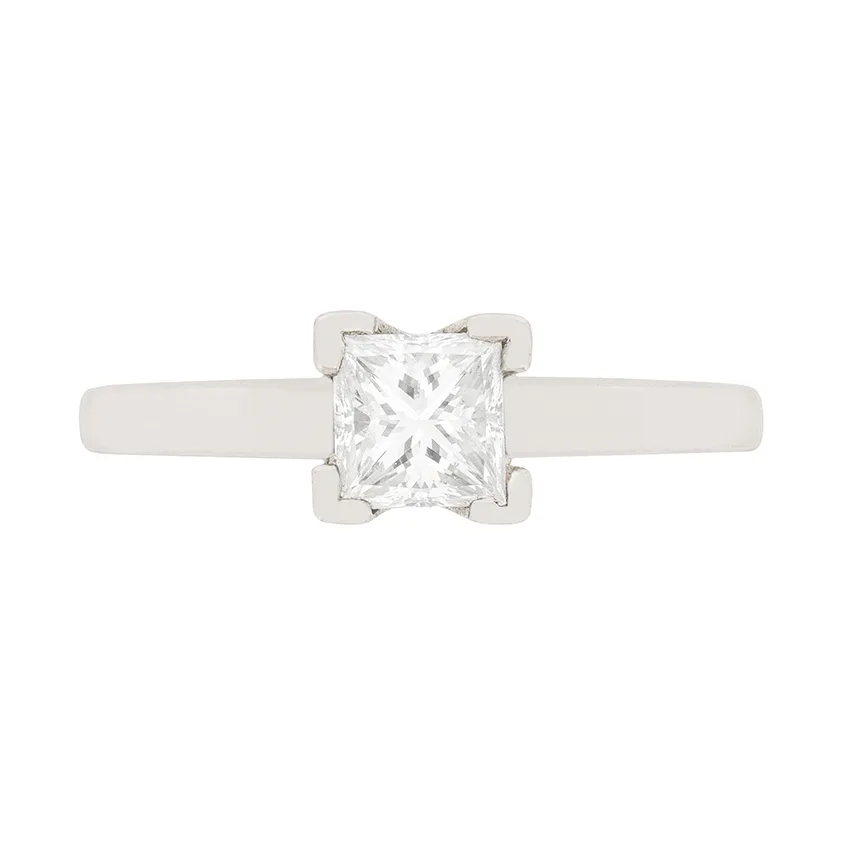 Contemporary 0.40ct Princess Cut Diamond Solitaire Engagement Ring