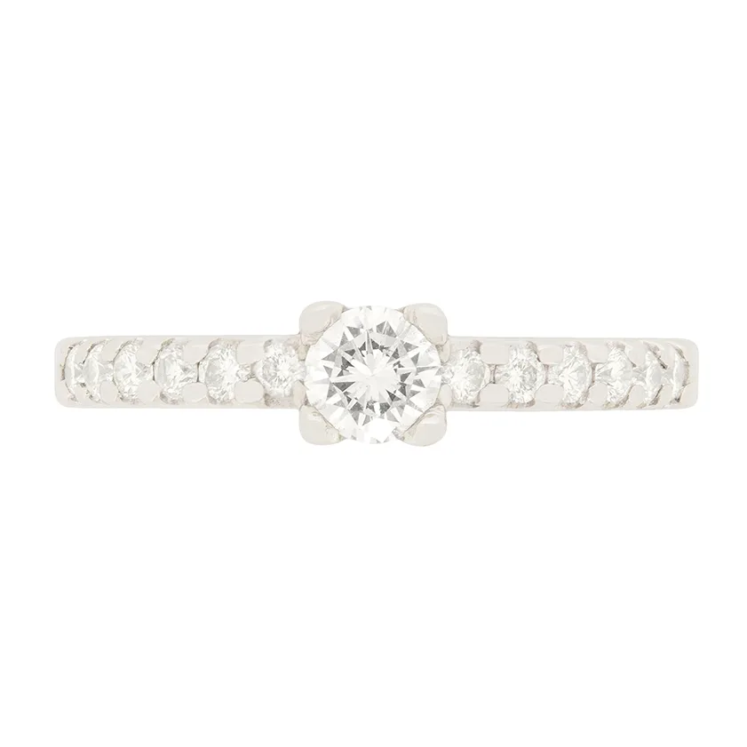Contemporary 0.25ct Diamond Solitaire Engagement Ring with Set Shoulders