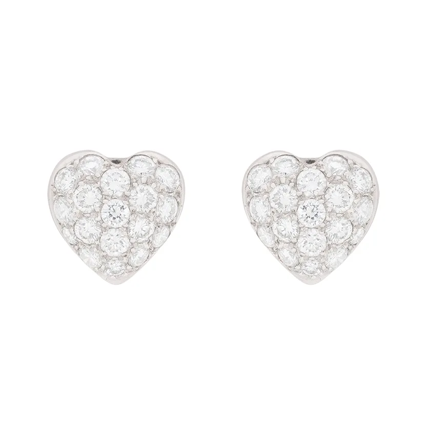 Contemporary 1.50ct Diamond Pavé Heart Shaped Earrings