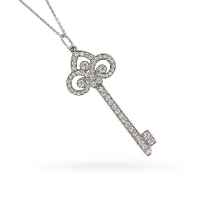 Co. Diamond 'Fleur de Lis' Key Pendant 