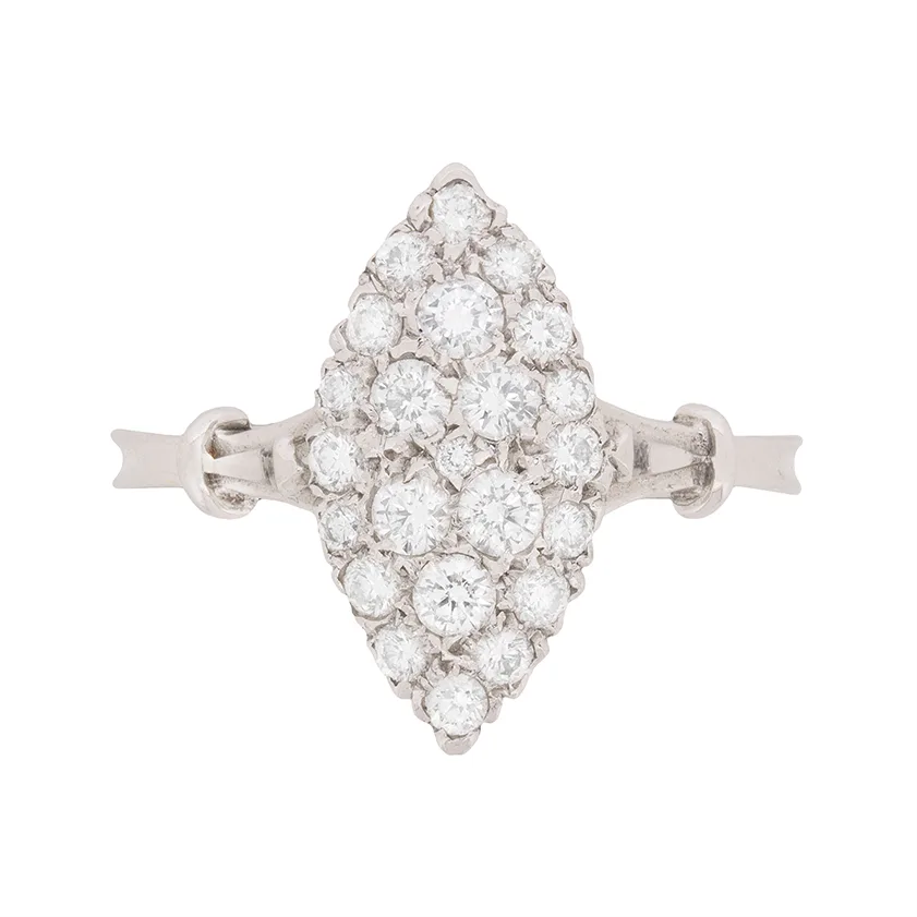 Vintage Marquise-Shaped Diamond Cluster Ring, c.1970s