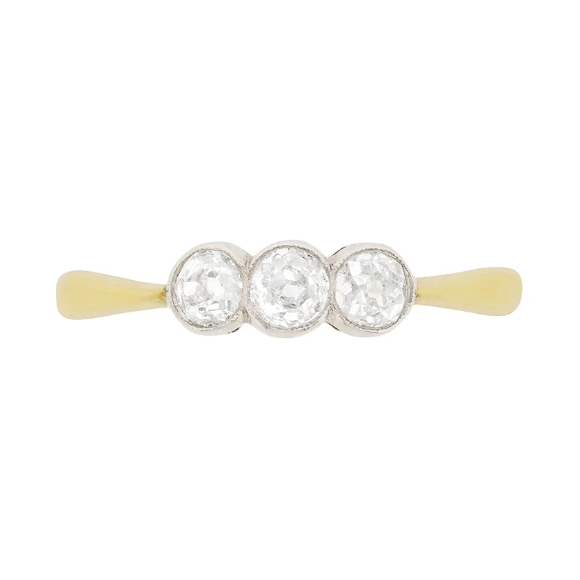 Antique Three Stone Diamond Engagement Ring, c.1900s