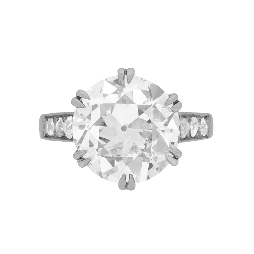 Art Deco 5.28 Carat Diamond Solitaire Engagement Ring, c.1920s ...