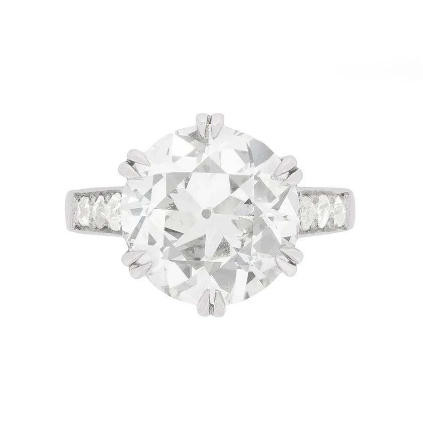 Art Deco 5.28 Carat Diamond Solitaire Engagement Ring, c.1920s
