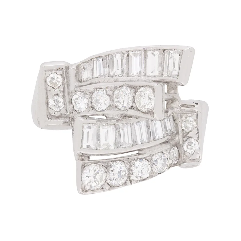 Late Art Deco Bespoke Diamond Cluster Ring, c.1930s