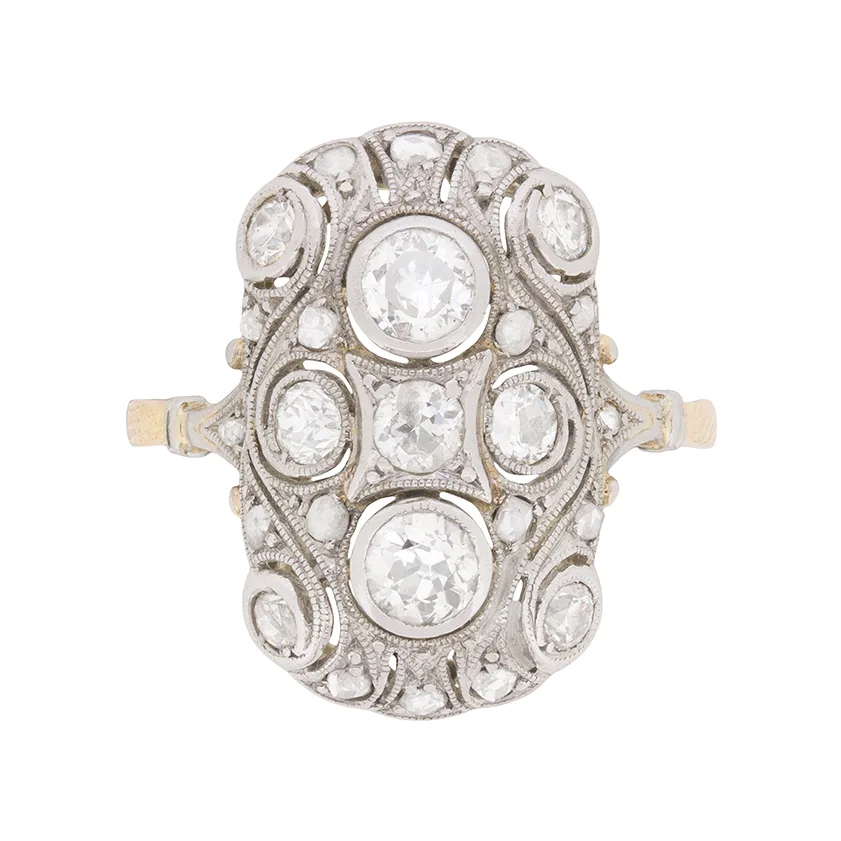 Edwardian 0.90ct Diamond Cocktail Ring, c.1910s