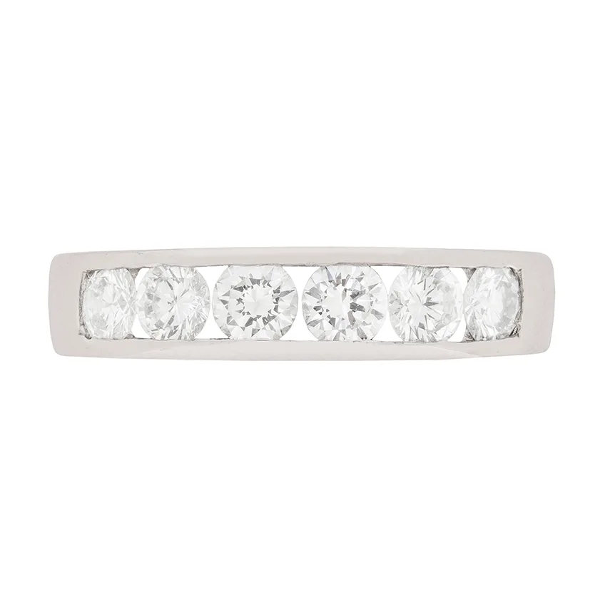 Channel Set 1.20 Carat Six Stone Round Brilliant Cut Diamond Band