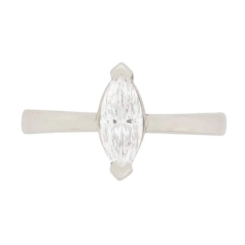 IGI Certified 0.57 Carat Marquise-Shaped Diamond Solitaire Engagement Ring