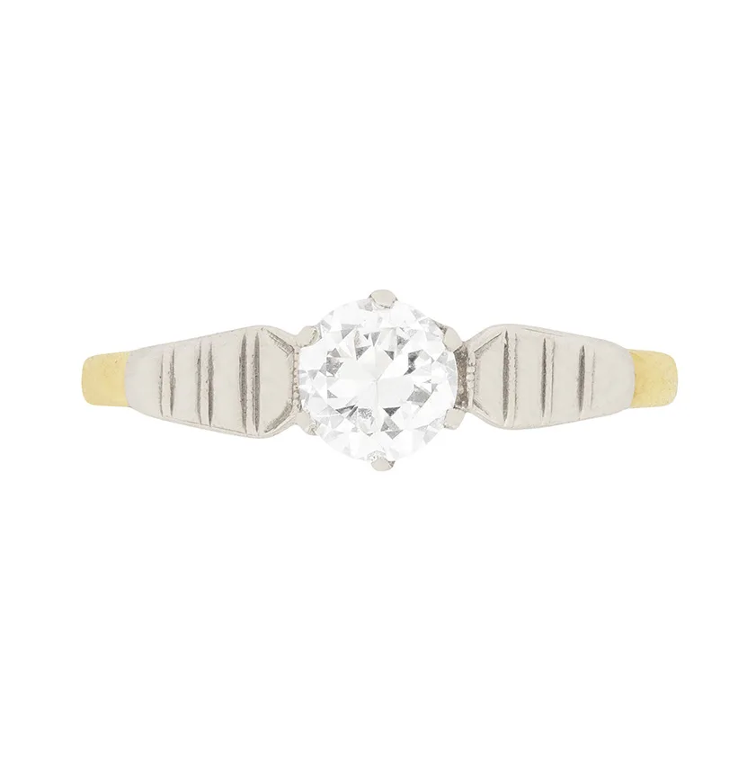 Vintage 0.40ct Transitional Cut Diamond Engagement Ring, c.1940s