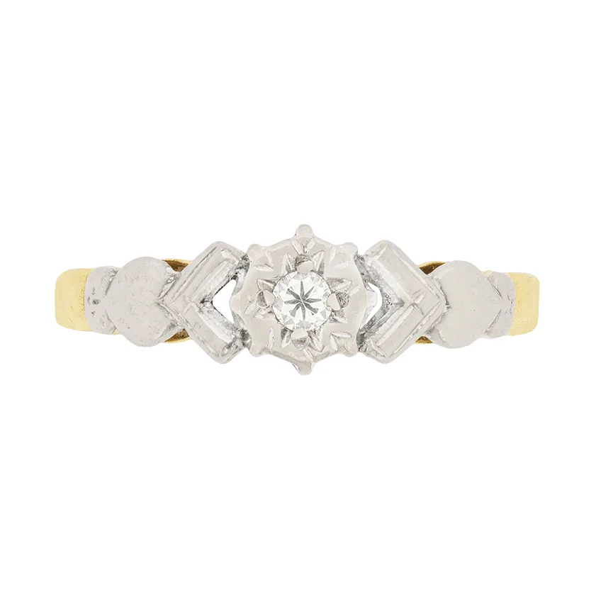 Vintage Diamond Solitaire Engagement Ring, c.1950s