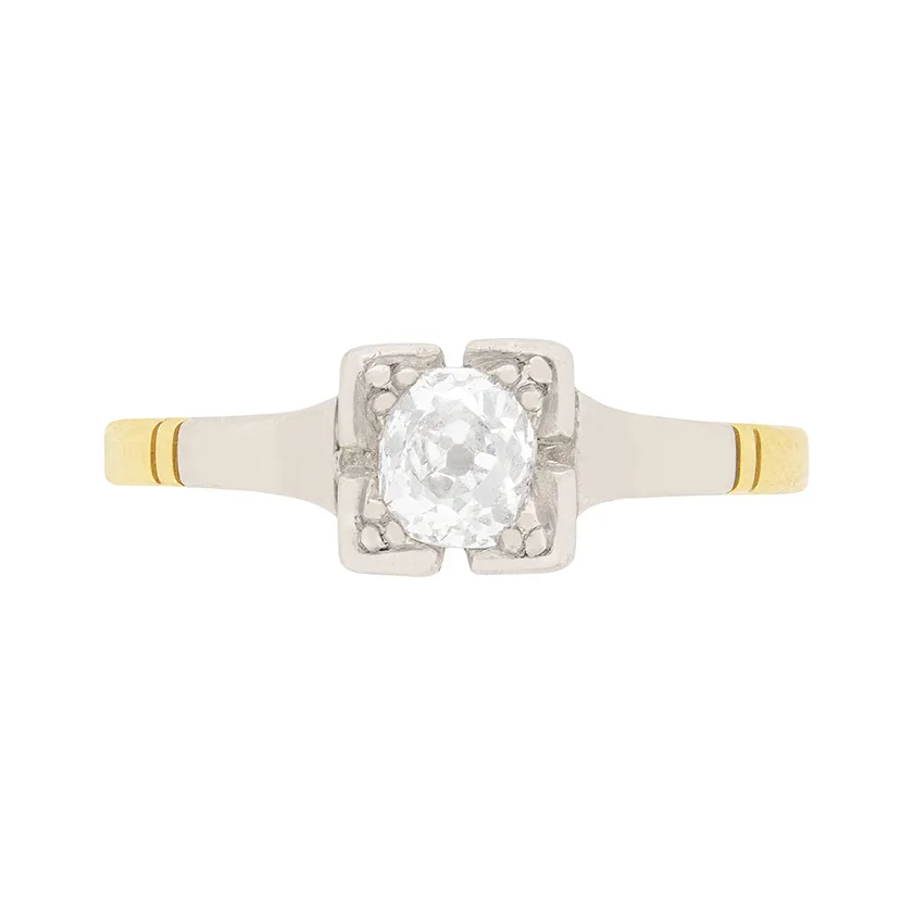 Edwardian 0.40ct Old Cut Diamond Solitaire Engagement Ring, c.1910s