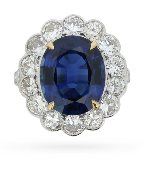 Sapphire and Diamond Halo Ring