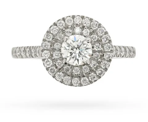 Micropavé diamond halo engagement ring