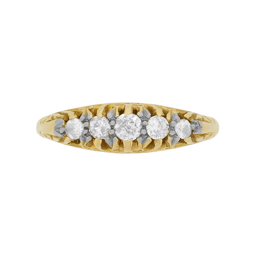 Victorian 0.35ct Diamond Ring Five Stone Ring, c.1880s