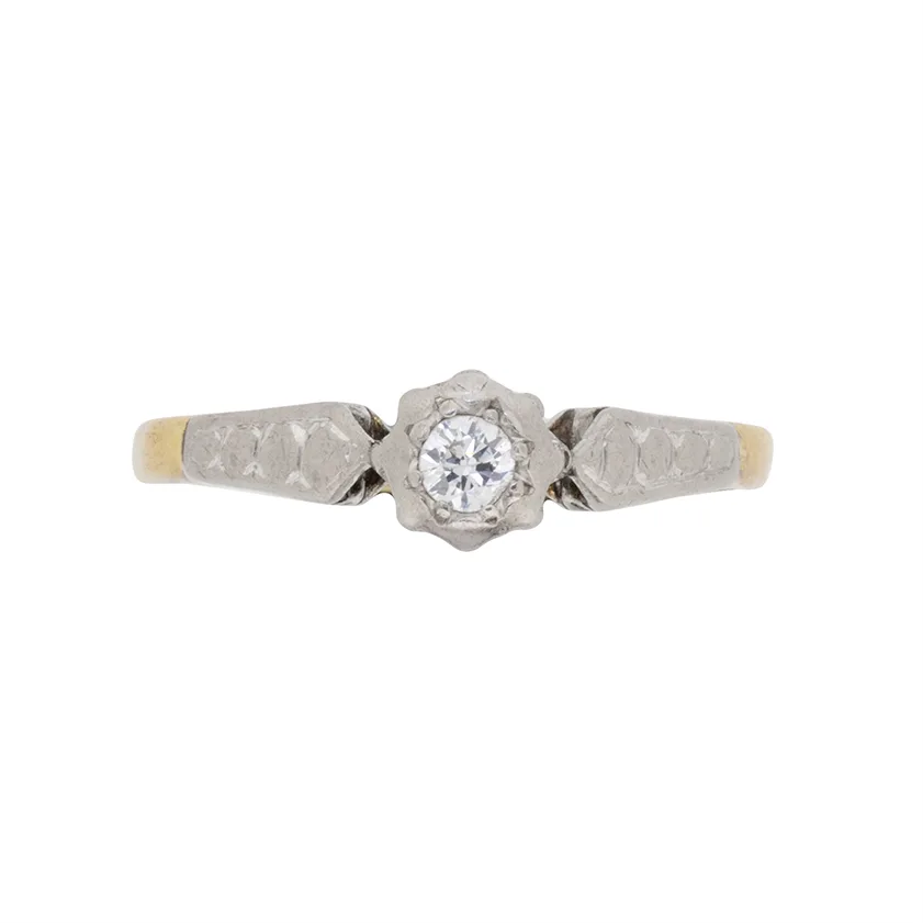 Vintage 0.10ct Diamond Solitaire Ring, c.1940s