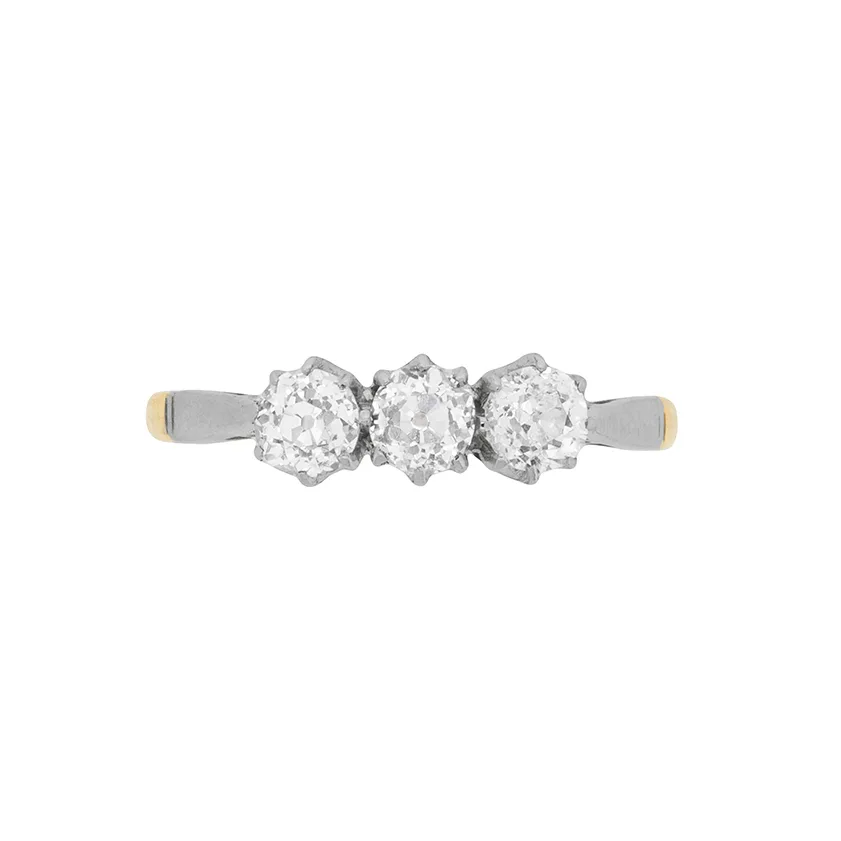 Edwardian Three Stone Diamond Engagement Ring, c.1910