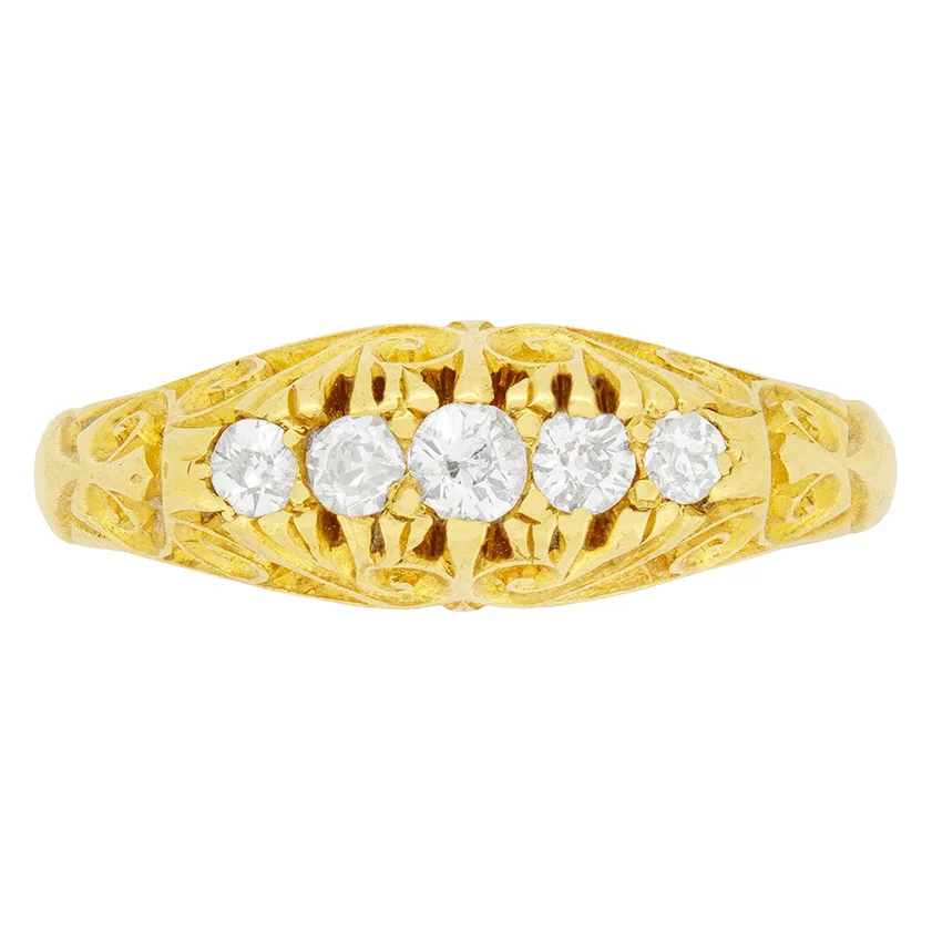 Victorian 0.17ct Diamond Five Stone Ring, c.1900s