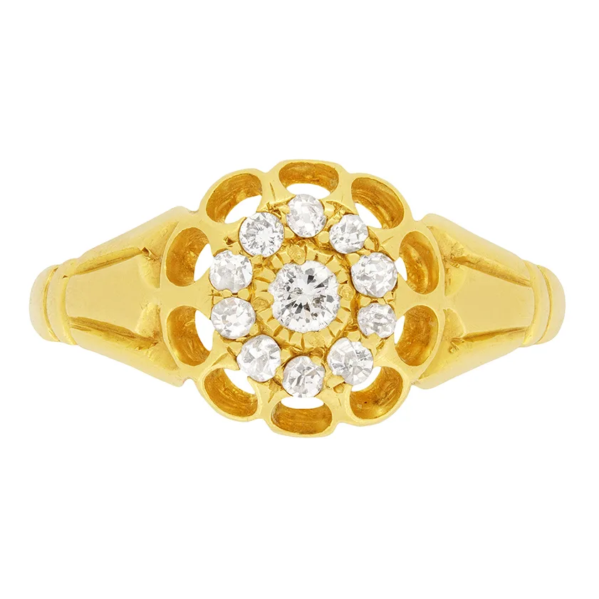 Victorian 0.25ct Daisy Style Cluster Ring, c.1900s