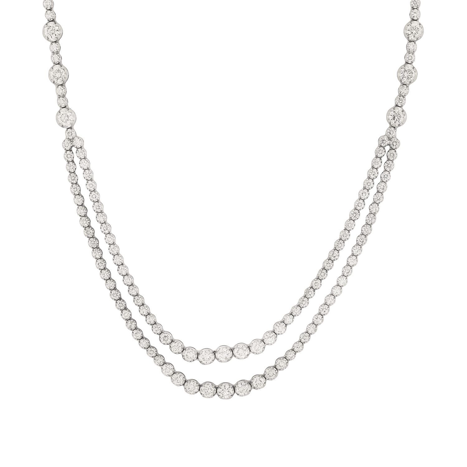 Contemporary 6.20ct Diamond Double Line Necklace | Farringdons Jewellery