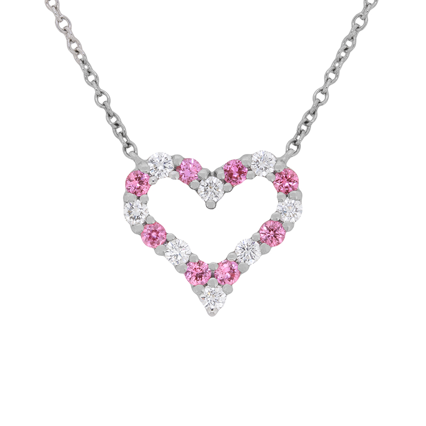 Tiffany & Co. Pink Sapphire and Diamond Heart Necklace 