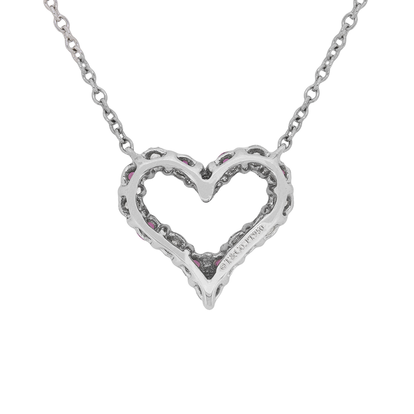 Tiffany & Co Diamond and Pink Sapphire Heart Necklace | Farringdons