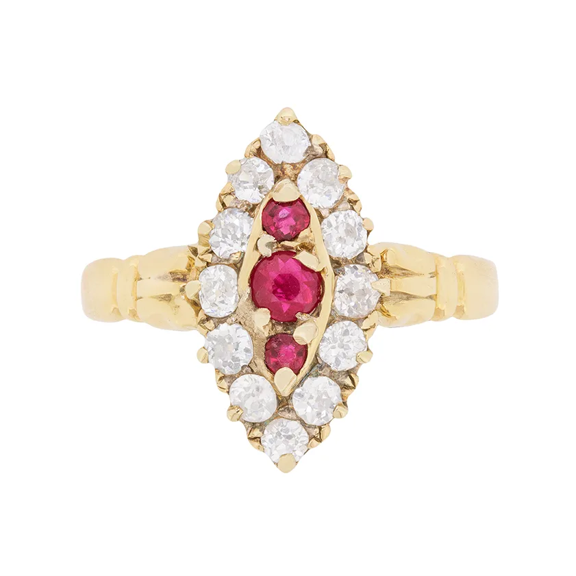 Edwardian Ruby and Diamond Cluster Ring, c.1910