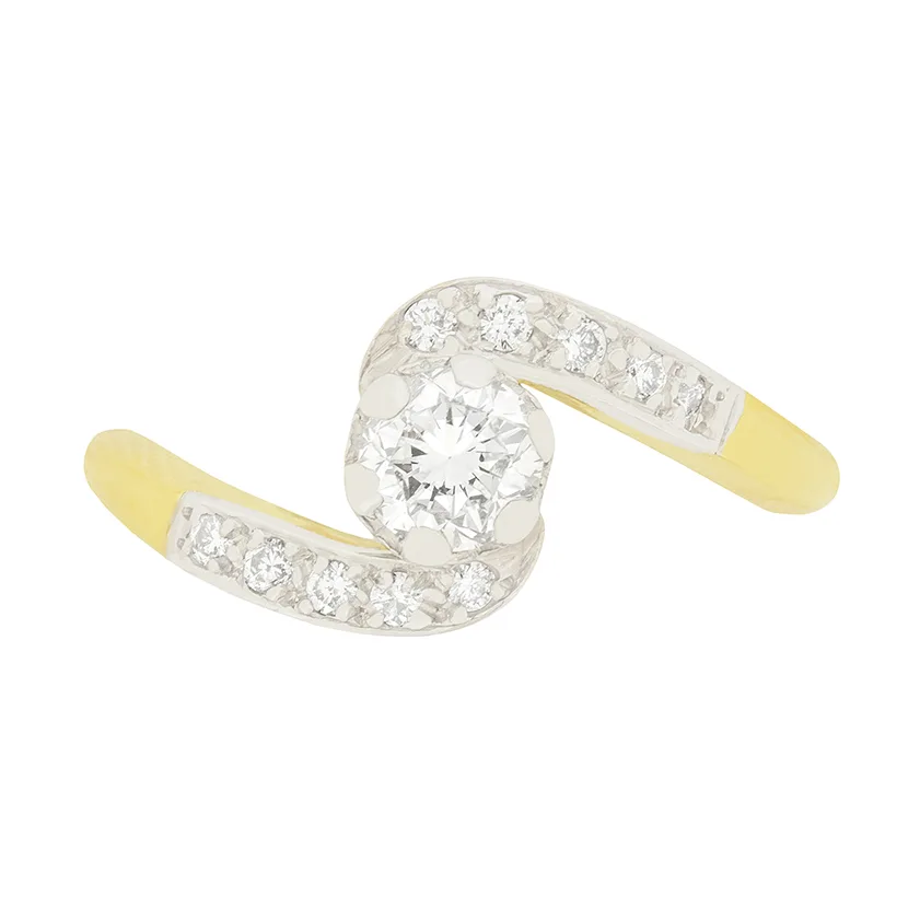 Vintage 0.45ct Diamond Solitaire Twist Ring, c.1950s