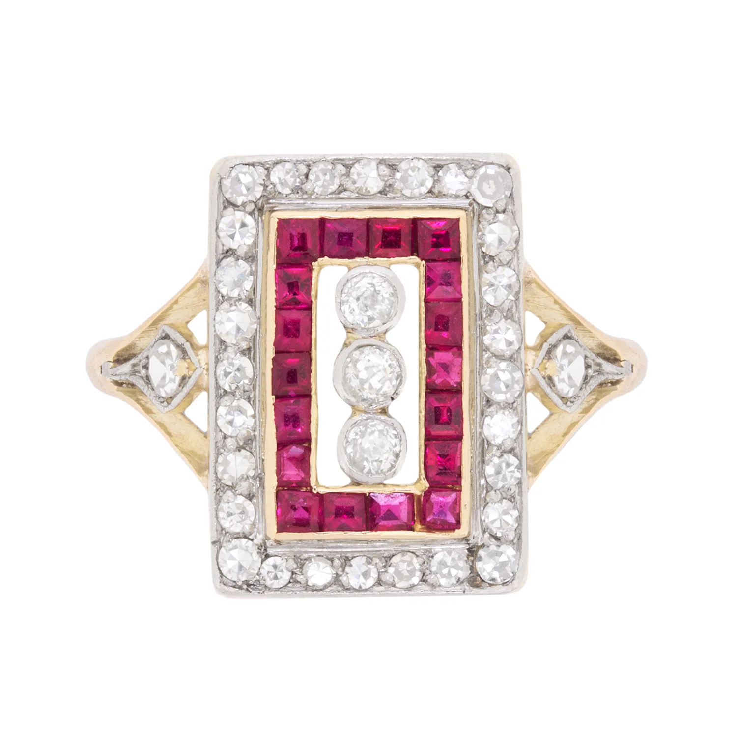 Edwardian Diamond and Ruby Cluster Ring, c.1910