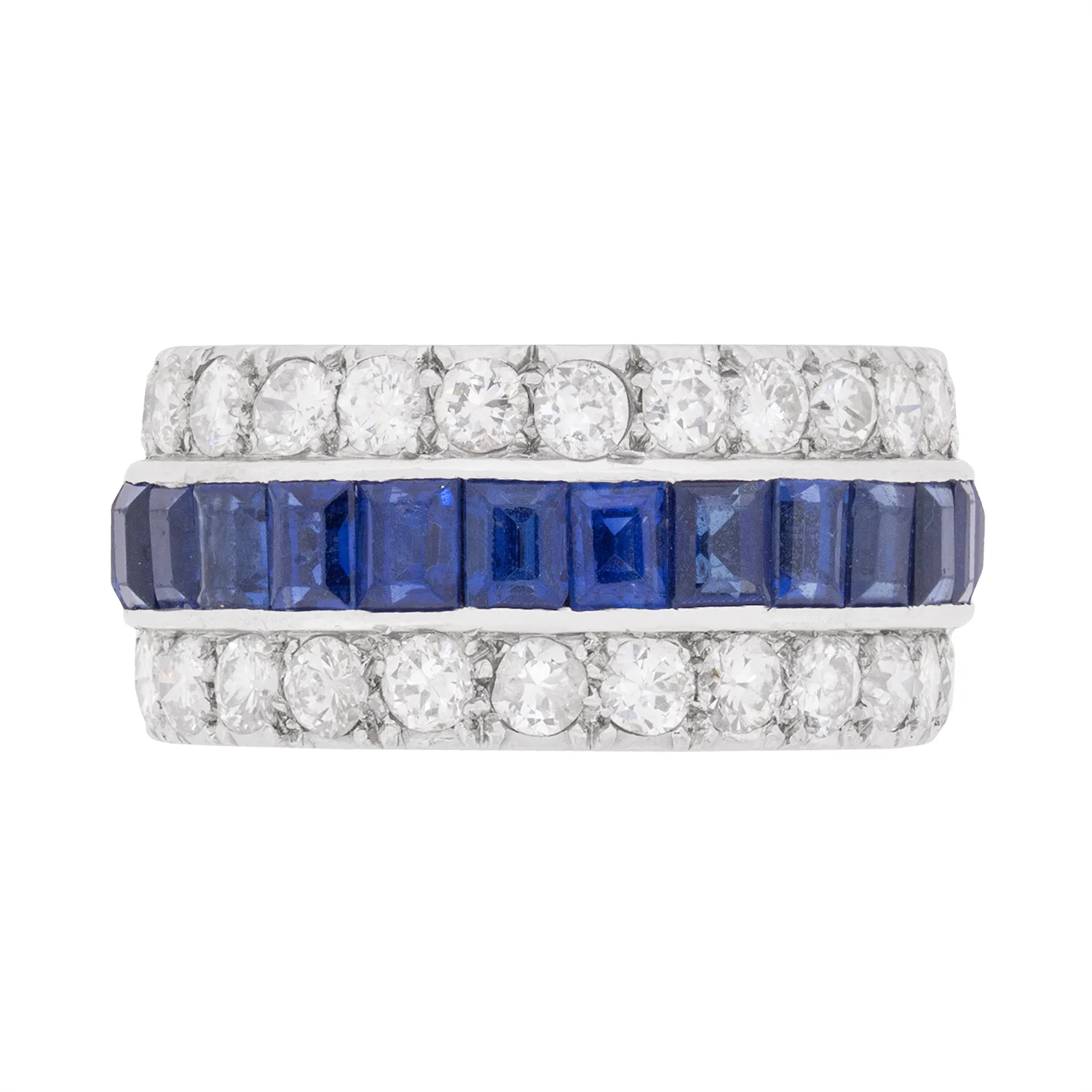 Late Deco 2.70ct Sapphire and Diamond Eternity Ring, c.1930s