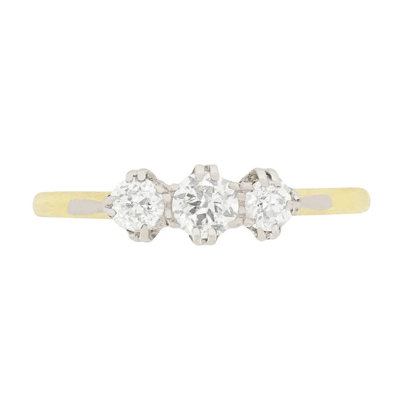 Edwardian Three Stone Diamond Engagement Ring, c.1910
