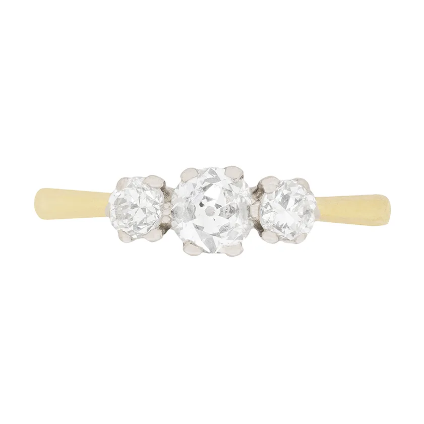 Art Deco Diamond Three Stone Engagement Ring, c.1930s