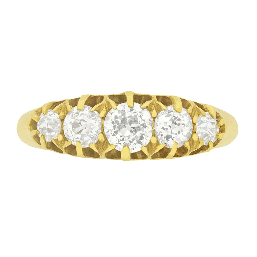 Late Victorian 1.45ct Old Cut Five Stone Diamond Ring, c.1900s