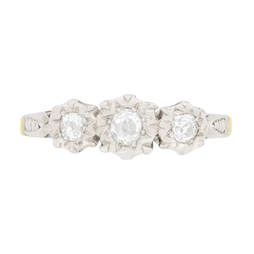 Edwardian Illusion Set Three Stone Diamond Ring, c.1910