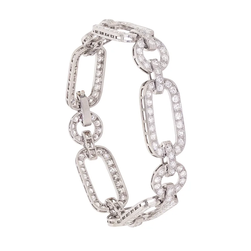 Art Deco 8.50ct Diamond Link Bracelet, c.1920s
