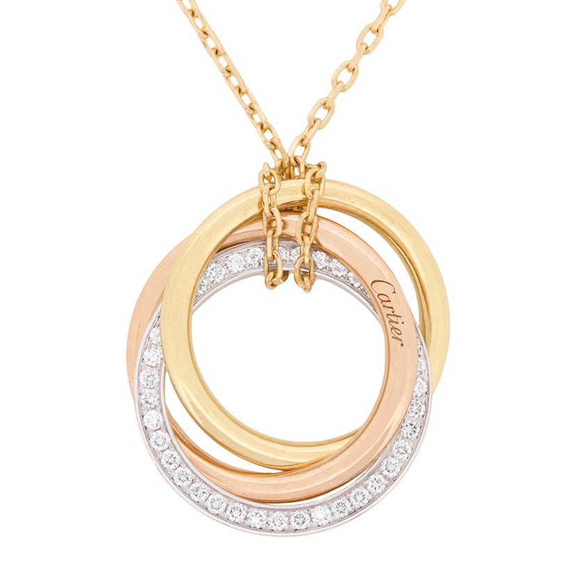 Cartier Yellow, Pink and White Gold Trinity Diamond Necklace ...