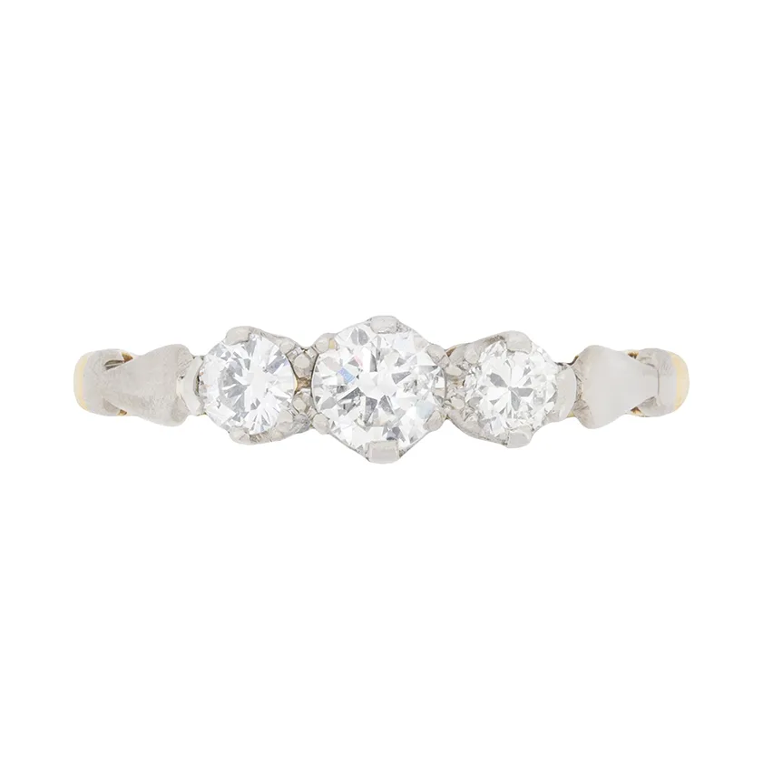 Art Deco Diamond Three Stone Engagement Ring, c.1930s