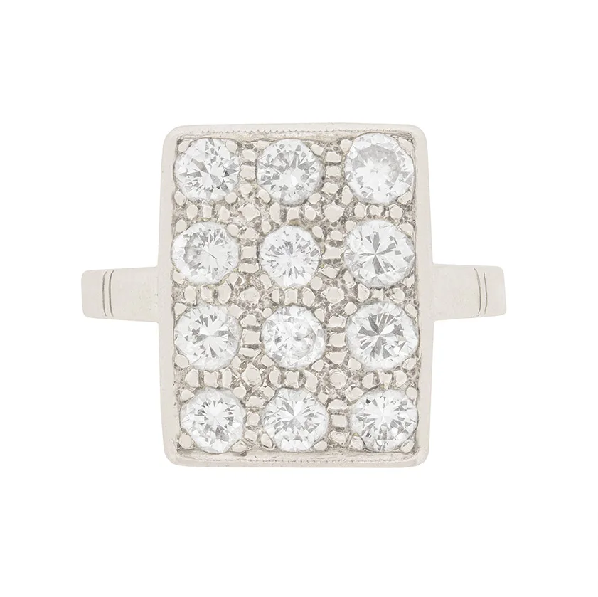 Late Deco Diamond Cluster Ring, c.1940s
