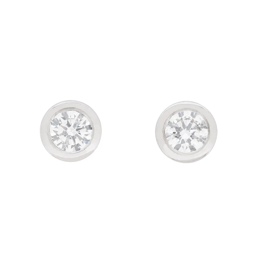 Contemporary 0.50ct Rub Over Set Diamond Stud Earrings