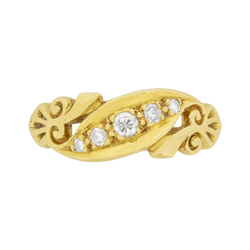 Victorian Style Five Stone Twist Ring, c.1980s