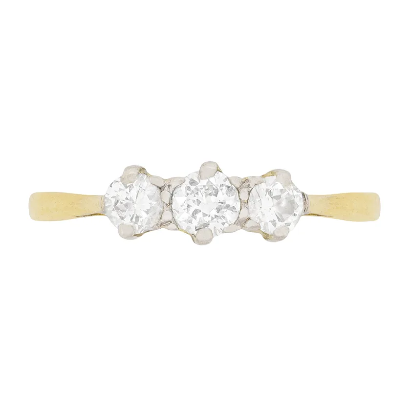 Edwardian Diamond Three Stone Engagement Ring, c.1910