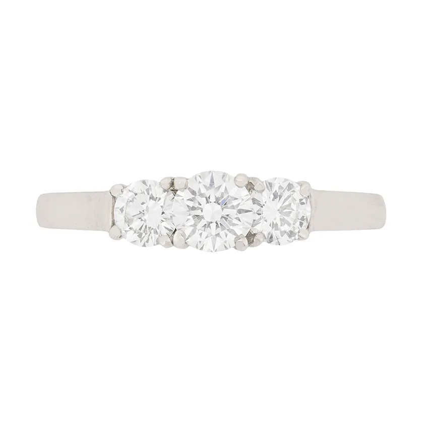 Contemporary Three Stone Diamond Engagement Ring