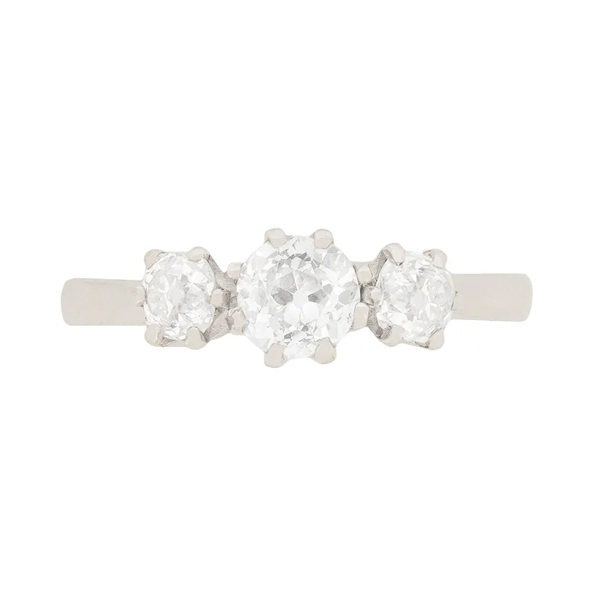 Art Deco 1.00ct Diamond Three Stone Engagement Ring, c.1920s