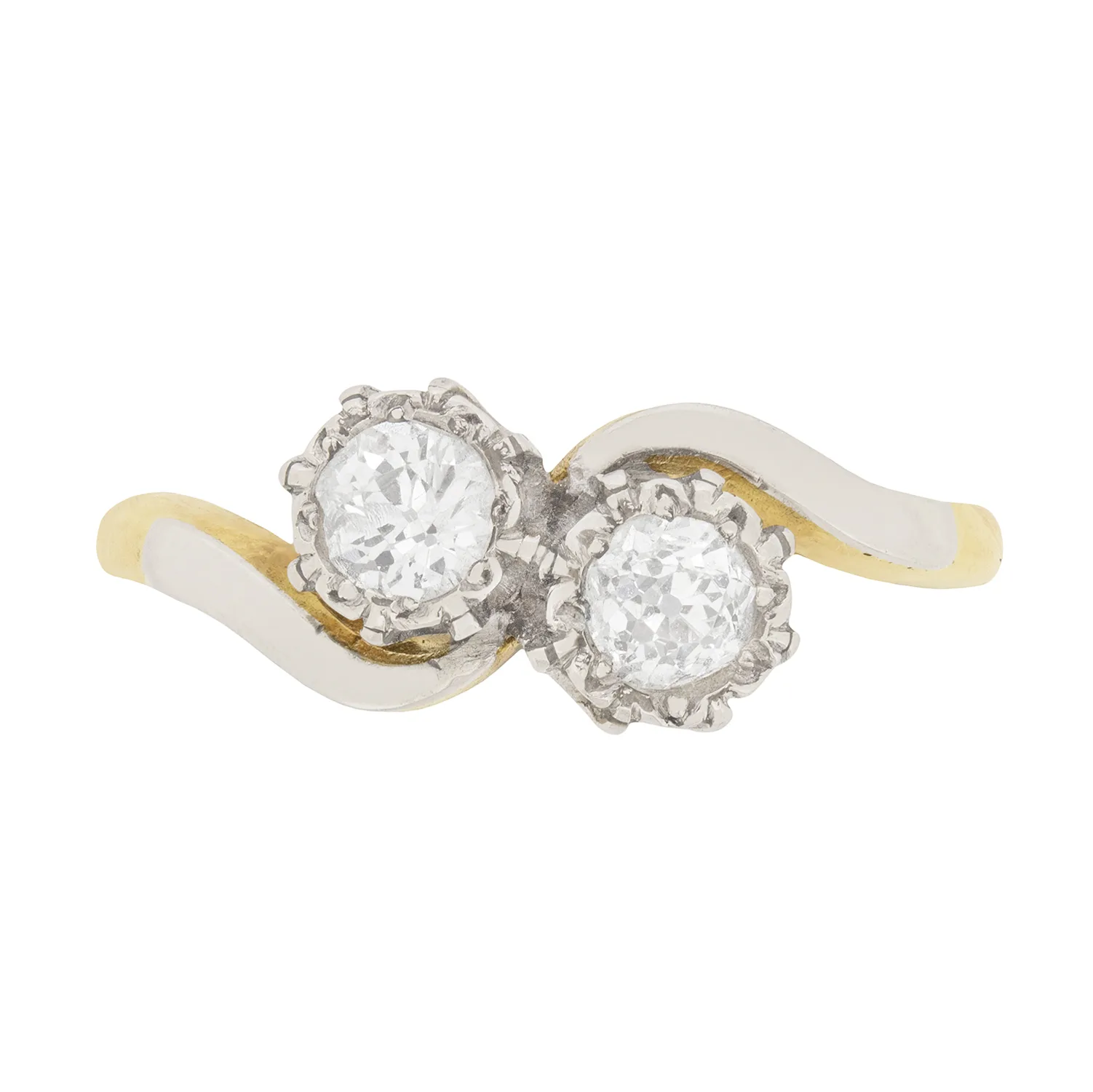 Art Deco 0.70ct Diamond Two Stone Twist Ring, c.1920s